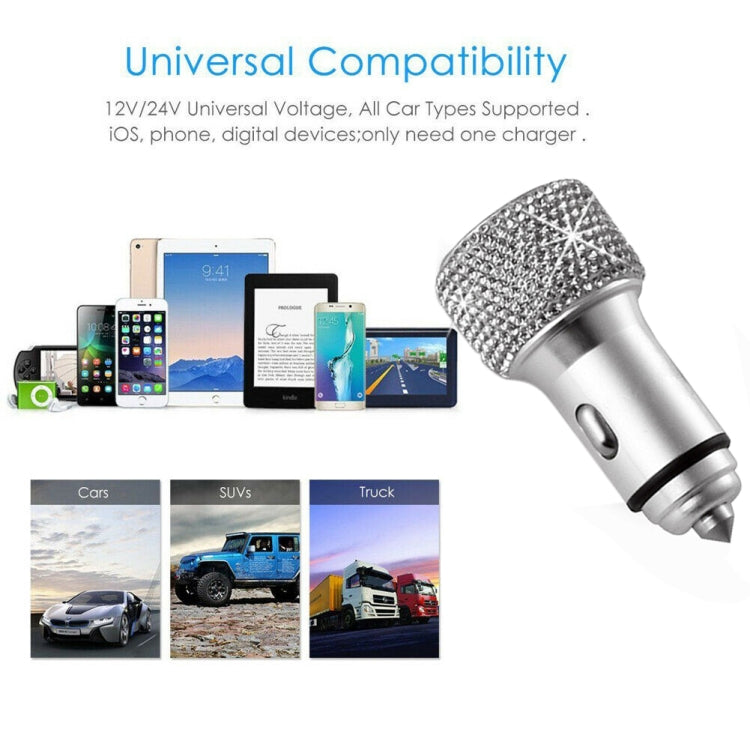 Car Diamond Aluminium Alloy QC3.0 Dual USB Quick Charger, QC3.0