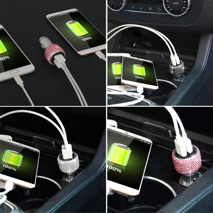 Car Diamond Aluminium Alloy QC3.0 Dual USB Quick Charger, QC3.0