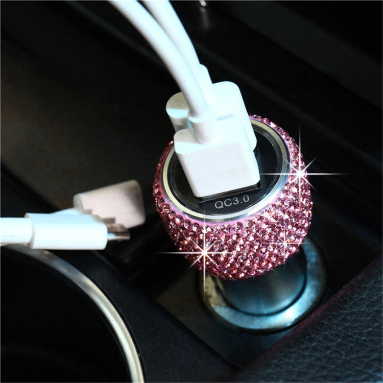 Car Diamond Aluminium Alloy QC3.0 Dual USB Quick Charger, QC3.0