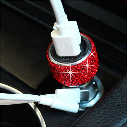 Car Diamond Aluminium Alloy QC3.0 Dual USB Quick Charger, QC3.0