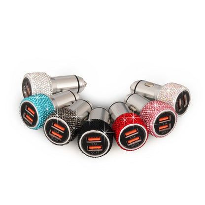 Car Diamond Aluminium Alloy QC3.0 Dual USB Quick Charger, QC3.0