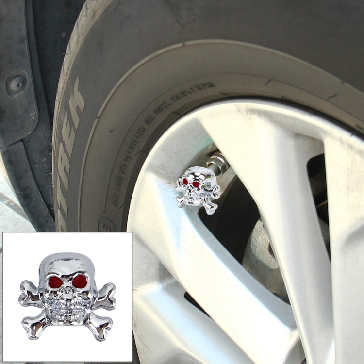 4 Pièces Bouchon de Valve de Pneu de Voiture Moto Vélo, Bouchon de Valve de Pneu en Forme de Crâne Universel