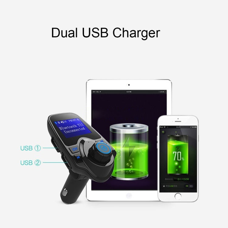 T11 Bluetooth FM Transmitter Car MP3 Player with LED Display, Support Double USB Charge & Handsfree & TF Card & U Disk Music Play Function, T11