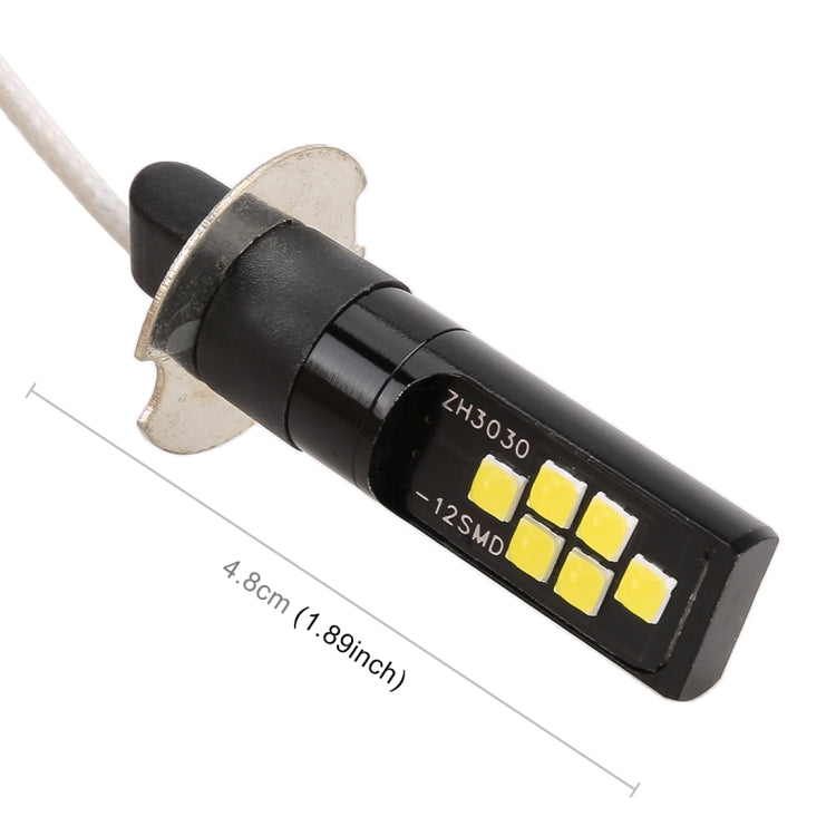 2 PCS H3 DC9-16V / 3.5W / 6000K / 320LM Car Auto Fog Light 12LEDs SMD-ZH3030 Lamps, with Constant Current, H3