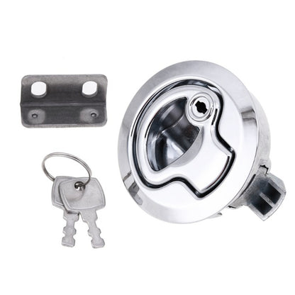 RV / Yacht / Washroom Door Catch Latch Release Cupboard Door Stop Drawer Cabinet Locker, with Key, Washroom Door Catch Latch (Silver)