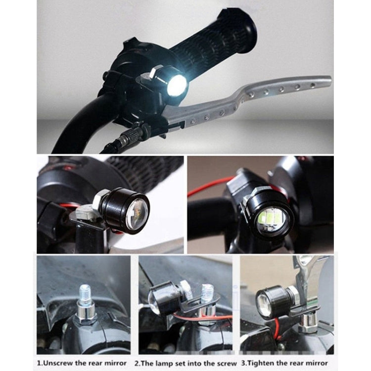 2 PCS 12V 3W  Blue Light Eagle Eyes LED Strobe Light For Motorcycle ，Wire Length: 90cm, Wire Length: 90cm