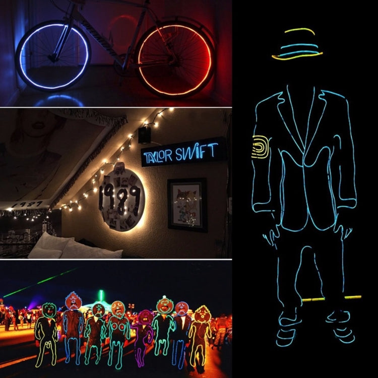 YouOKLight Neon EL Cold Round Flexible Strip Light with 3V Battery Box for Dance Party Car Decoration, Length: 3m, 3M Blue Light, 3M Grenn Light, 3M Red Light