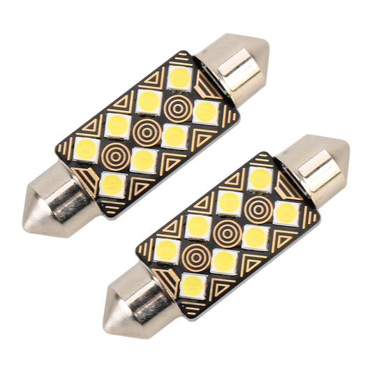 2 PCS 39mm DC12V / 1.5W / 6000K / 110LM 8LEDs SMD-3030 Car Reading Lamp Dome Light, with Decoder, 39mm