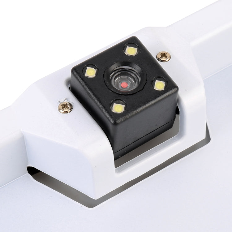 JX-9488 720x540 Effective Pixel NTSC 60HZ CMOS II Universal Waterproof Car Rear View Backup Camera with 2W 80LM 5000K White Light 4LED Lamp, DC 12V, Wire Length: 4m, White, Silver