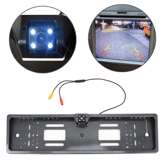 JX-9488 720x540 Effective Pixel NTSC 60HZ CMOS II Universal Waterproof Car Carbon Fiber Rear View Backup Camera with 2W 80LM 5000K White Light 4LED Lamp, DC 12V, Wire Length: 4m, Black (Carbon Fiber )