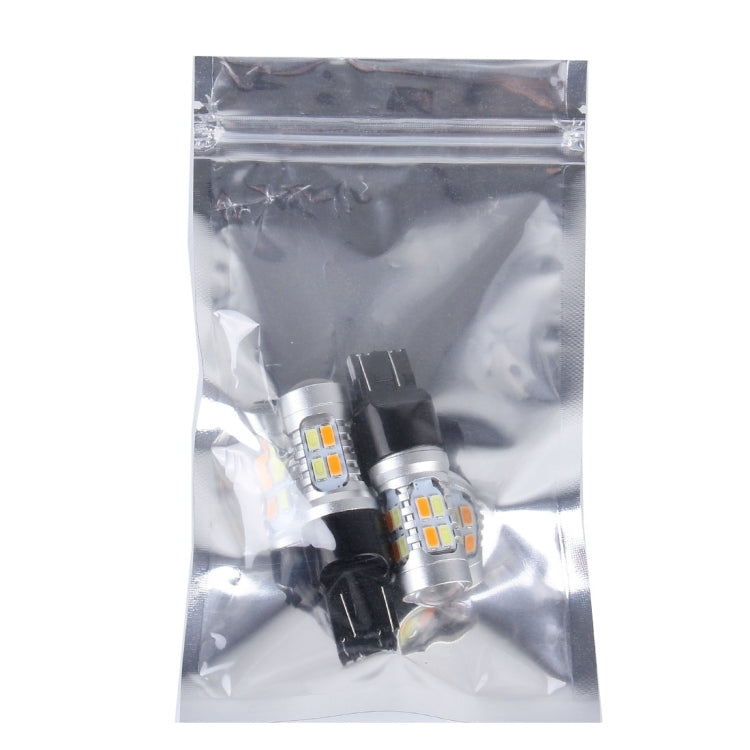 2 PCS T20/7443 10W 1000 LM 6000K White + Yellow Light Turn Signal Light with 20 SMD-5730-LED Lamps And Len. DC 12-24V, T20 with 20 SMD-5730-LED Lamps