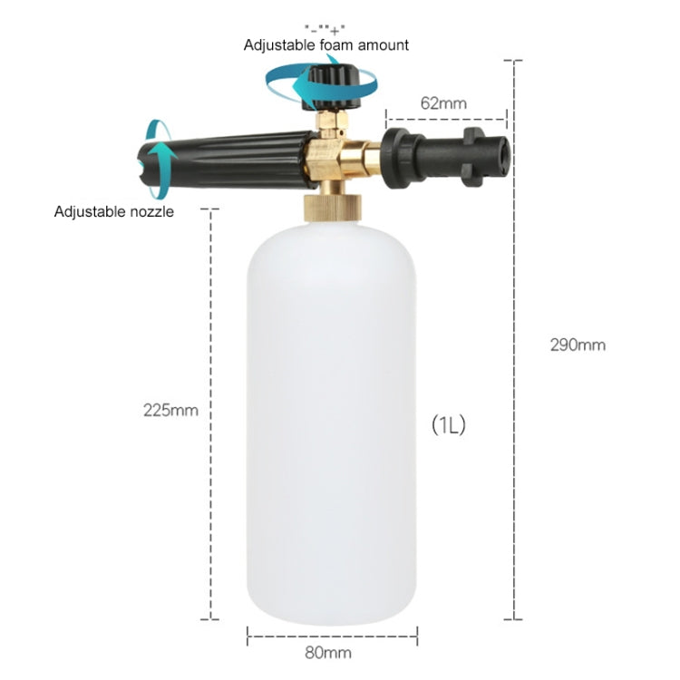Pistolet Mousseur Haute Pression pour Nettoyage Auto, Générateur de Mousse Savon, Pistolet Pulvérisateur d'Eau pour Karcher K2 / K3, Capacité: 1L