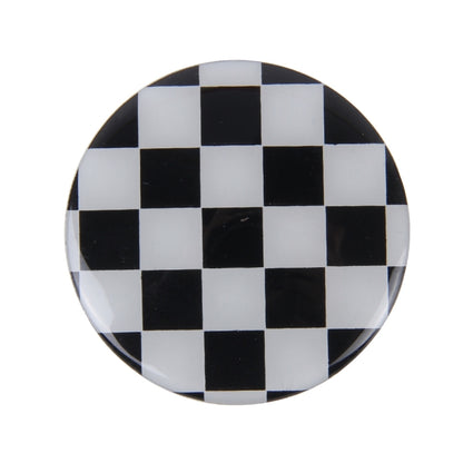 4 PCS White And Black Grid Metal Car Sticker Wheel Hub Caps Centre Cover Decoration, White Black Grid