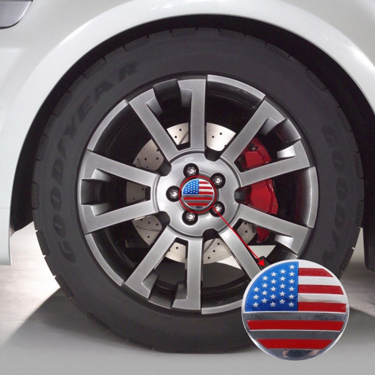 4 autocollants métalliques pour voiture avec drapeau américain, cache-moyeux centraux de roue, décoration, drapeau américain