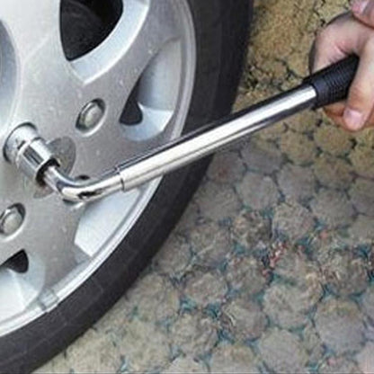 Clé à douille télescopique pour écrous de roue avec adaptateurs réversibles 17 mm et 19 mm, 21 mm et 23 mm et poignée antidérapante extensible de 36,5 cm à 52 cm, télescopique 17 mm et 19 mm 21 mm et 23 mm