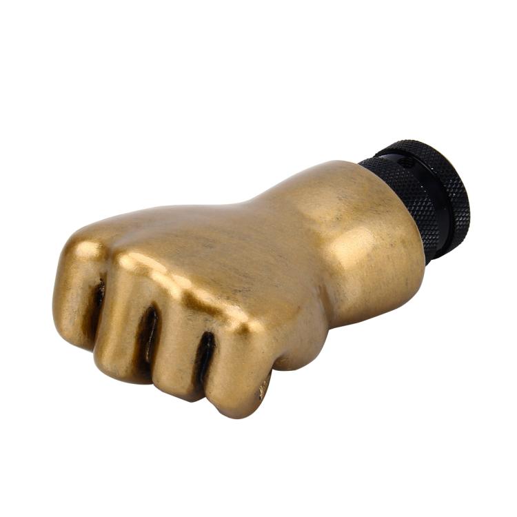 Universal Fist Shape Aluminum Manual or Automatic Gear Shift Knob Compatible with Three Rubber Covers Fit for All Car, Gold