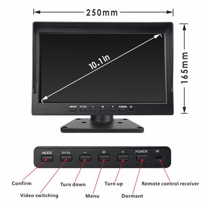 PZ612-4AHD IP67 120 Degree Car AHD 1080P 2 Megapixels 10 inch 4-Way Rearview Mirror Monitor, Night Vision Full Color, with Video Function, PZ612-4AHD