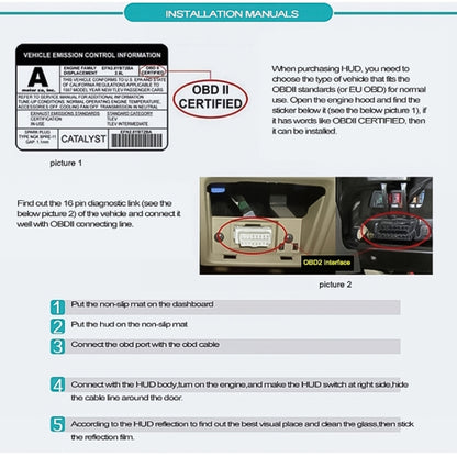 A200 OBD2 3.5 inch Vehicle-mounted Head Up Display Security System, Support Car Speed / Engine Revolving Speed Display / Water Temperature / Voltage, A200