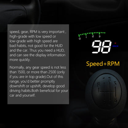 A900 OBD2 3.5 inch Vehicle-mounted Head Up Display Security System, Support Car Speed / Engine Revolving Speed Display / Water Temperature / Voltage / Driving Mileage, A900