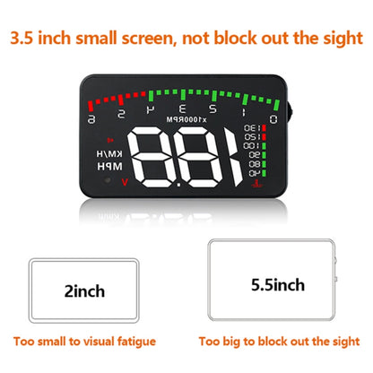 A900 OBD2 3.5 inch Vehicle-mounted Head Up Display Security System, Support Car Speed / Engine Revolving Speed Display / Water Temperature / Voltage / Driving Mileage, A900