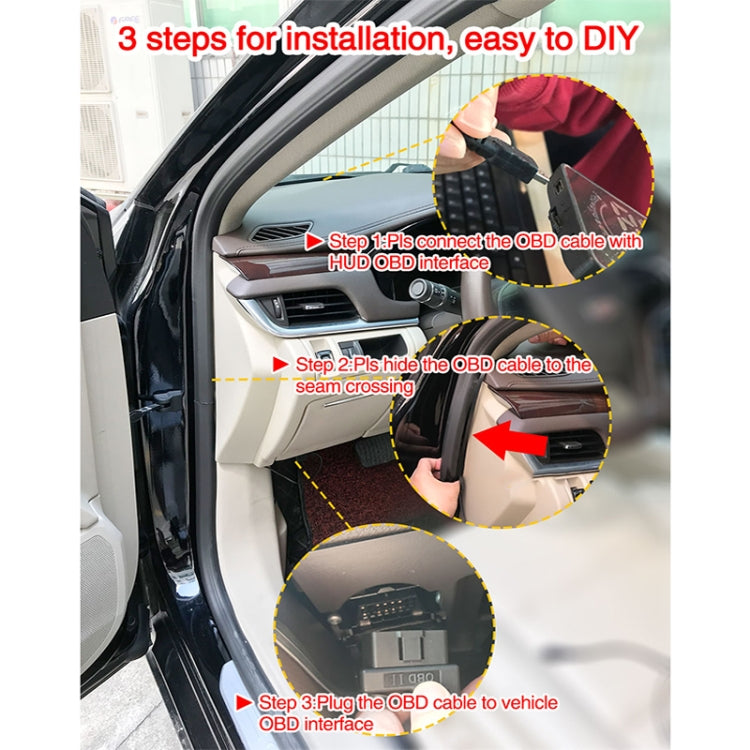 D2500 OBD2+GPS 4 inch Vehicle-mounted Head Up Display Security System, Support Car Speed / Engine Revolving Speed Display / Water Temperature / Battery Voltage / Running Speed & Direction & Distance, D2500