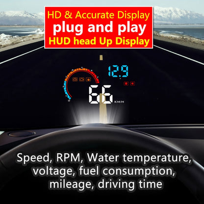 D2500 OBD2+GPS 4 inch Vehicle-mounted Head Up Display Security System, Support Car Speed / Engine Revolving Speed Display / Water Temperature / Battery Voltage / Running Speed & Direction & Distance, D2500
