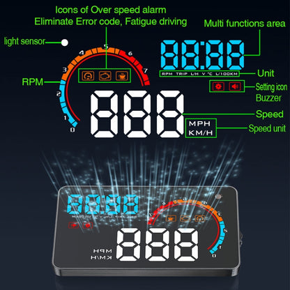 D2500 OBD2+GPS 4 inch Vehicle-mounted Head Up Display Security System, Support Car Speed / Engine Revolving Speed Display / Water Temperature / Battery Voltage / Running Speed & Direction & Distance, D2500