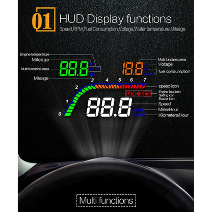 T100 OBD2 4 inch Vehicle-mounted Head Up Display Security System, Support Car Speed / Engine Revolving Speed Display / Instantaneous Fuel Consumption / Detection and Elimination Fault Code, T100