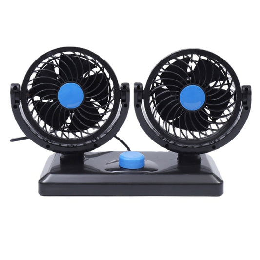 HUXIN HX-T303 Ventilateur de voiture électrique mini, double tête, faible bruit, rotation réglable à 360 degrés, 6,5W, DC12V, HX-T303