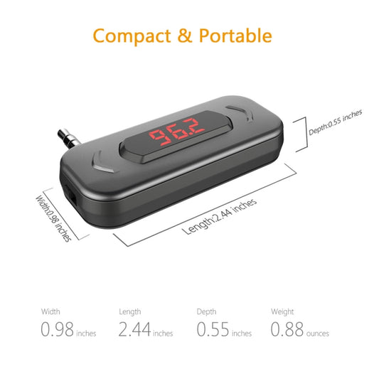 Émetteur FM voiture multifonctionnel Doosl DSER116 Récepteur de musique sans fil avec prise jack 3,5 mm et écran LCD, prend en charge les appels mains libres, DSER116