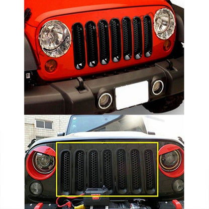 7 PCS Car Front Racing Front Grille Grid Insect Net for Jeep Wrangler JK 2007-2017, For Jeep Wrangler 2007-2017