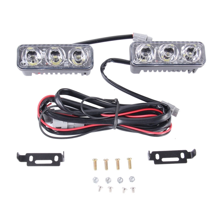 2 PCS DC 12V 6W 400 LM 6000K Tri Circular Car DRL Daytime Running White Lights Lamp, Cable Length: 50cm, DC 12V 6W 400 LM