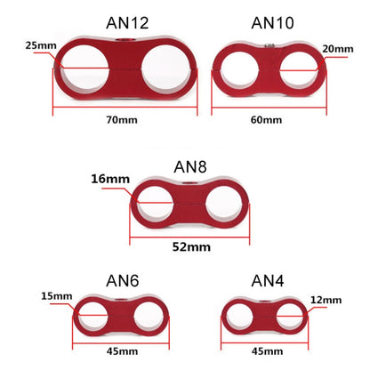 AN10 Automotive 2-hole High Pressure Tubing Fixing Clip Car Tubing Clamp Aluminum Alloy Clip Tubing Separator, Random Color Delivery, AN10