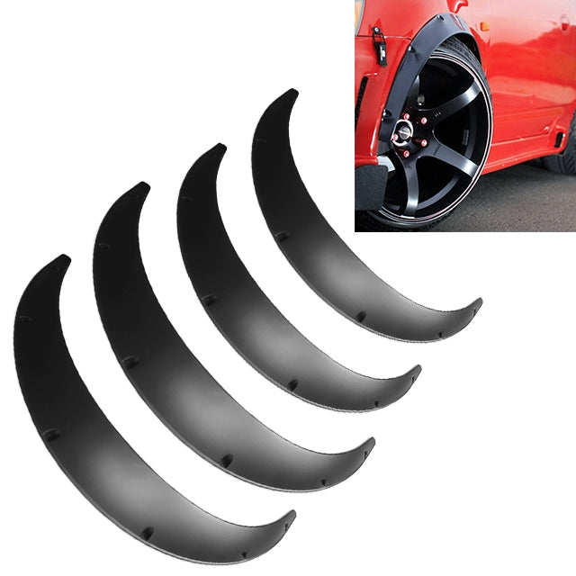 4 PCS Car Universal Fender Flares Wheel Eyebrow Black Not Painted Wheel Eyebrow, Black Not Painted