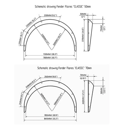 4 PCS Car Universal Fender Flares Wheel Eyebrow Black Not Painted Wheel Eyebrow, Black Not Painted
