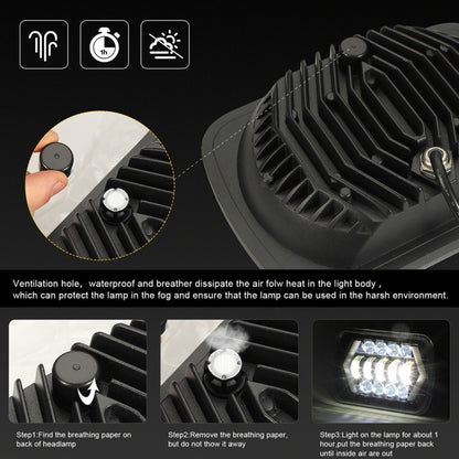 7 inch H4 DC 9V-30V 3000LM 6000K 30W IP67 8LED Lamp Beads Car Square Shape LED Headlight Lamps for Jeep Wrangler, Square Shape