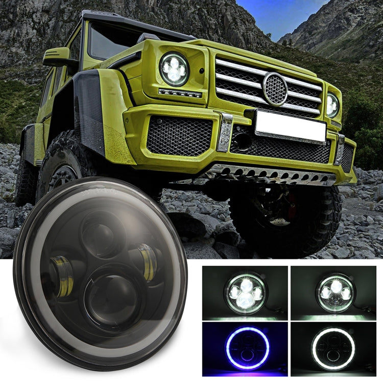 7 inch H4 / H13 DC 9V-30V 3000LM 6000K 30W IP67 4LED Lamp Beads Car Round Shape LED Headlight Lamps for Jeep Wrangler / Harley, with Angel Eye, Round Shape
