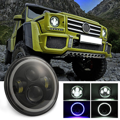 7 inch H4 / H13 DC 9V-30V 3000LM 6000K 30W IP67 4LED Lamp Beads Car Round Shape LED Headlight Lamps for Jeep Wrangler / Harley, with Angel Eye, Round Shape
