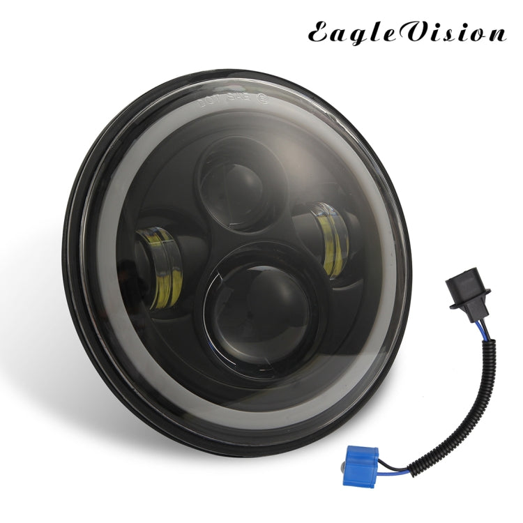 7 inch H4 / H13 DC 9V-30V 3000LM 6000K 30W IP67 4LED Lamp Beads Car Round Shape LED Headlight Lamps for Jeep Wrangler / Harley, with Angel Eye, Round Shape