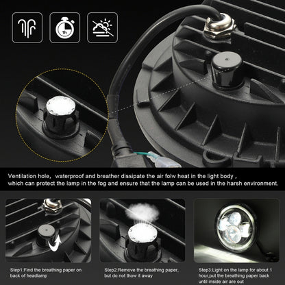 7 inch H4 / H13 DC 9V-30V 3000LM 6000K 30W IP67 4LED Lamp Beads Car Round Shape LED Headlight Lamps for Jeep Wrangler / Harley, with Angel Eye, Round Shape