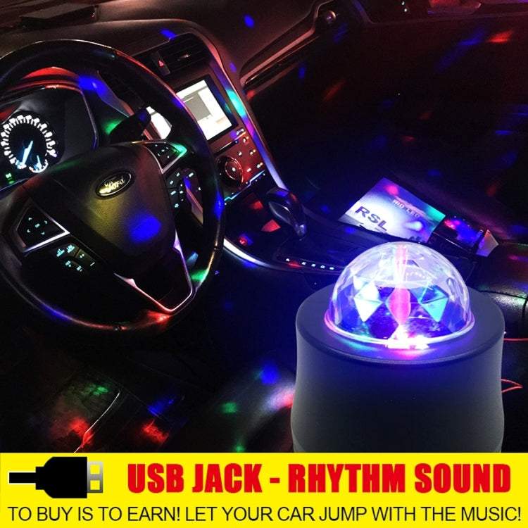 5V 6W Colorful Car Decoration DJ Light Sound Activated Rotating Strobe Effect Atmosphere Light Star Music Light Lamp with 6 RGB LED Lights, Cable Length:4m, Sound Activated Rotating Atmosphere Light