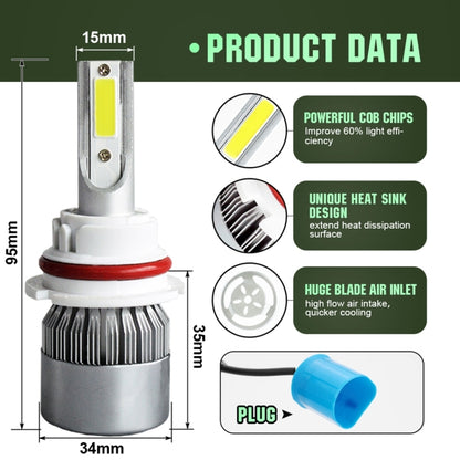 2pcs 9004 18W 1800LM 6000K Waterproof IP68 Car Auto LED Headlight with 2 COB LED Lamps, DC 9-36V, 9004