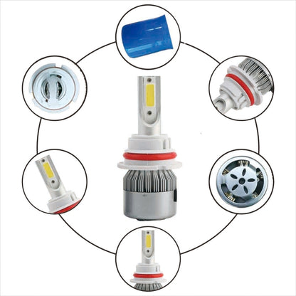 2pcs 9004 18W 1800LM 6000K Waterproof IP68 Car Auto LED Headlight with 2 COB LED Lamps, DC 9-36V, 9004
