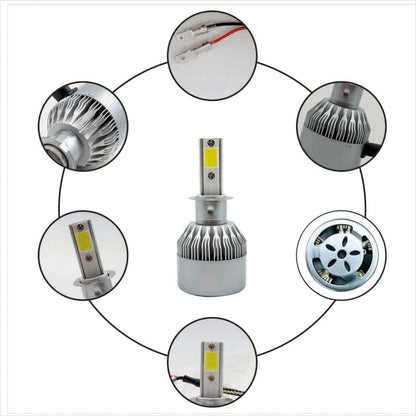 2pcs H3 18W 1800LM 6000K Waterproof IP68 Car Auto LED Headlight with 2 COB LED Lamps, DC 9-36V, H3