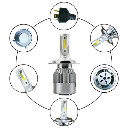 2pcs H4 18W 1800LM 6000K Waterproof IP68 Car Auto LED Headlight with 2 COB LED Lamps, DC 9-36V, H4