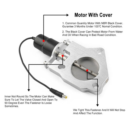 Universal Car 2.5 inch Stainless Steel Racing Electric Exhaust Cutout Valves Control Motor Kit, 2.5 inch