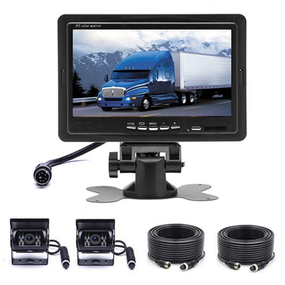 F0505 7 inch HD Car Dual Camera Rearview Mirror Monitor, with 2 x 10m Cable, Dual Camera