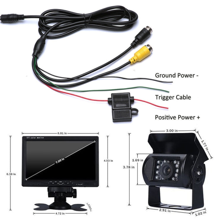 F0505 7 inch HD Car Dual Camera Rearview Mirror Monitor, with 2 x 10m Cable, Dual Camera