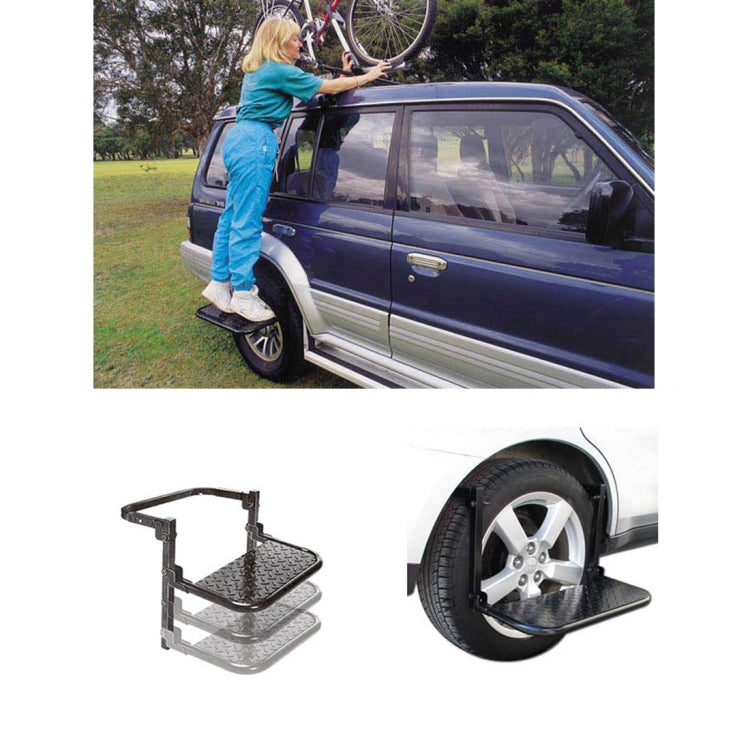Portable Folding Car Stairs Tyre Mount Steps Ladder for Pickup Trucks, Truck, SUV, Tyre Mount