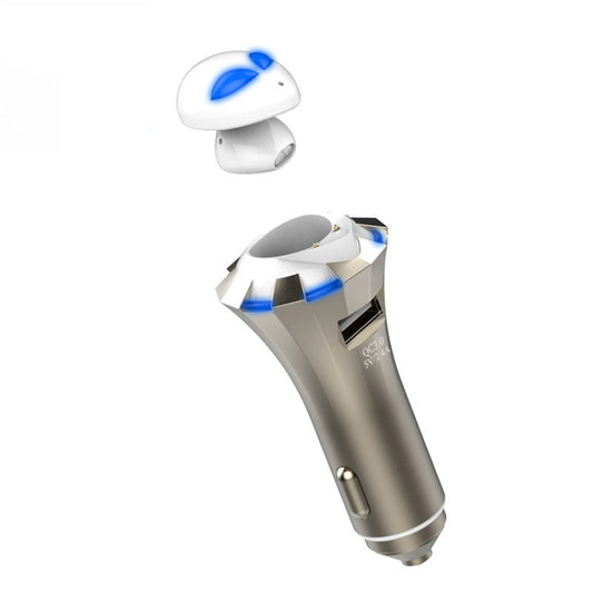 A8 Oreillettes Bluetooth 3-en-1, marteau de sécurité et chargeur de voiture, prend en charge les appels mains libres et la fonction de charge rapide USB, A8